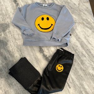 Petite Hailey Kids Smiley Face Matching Set - Gray and Black